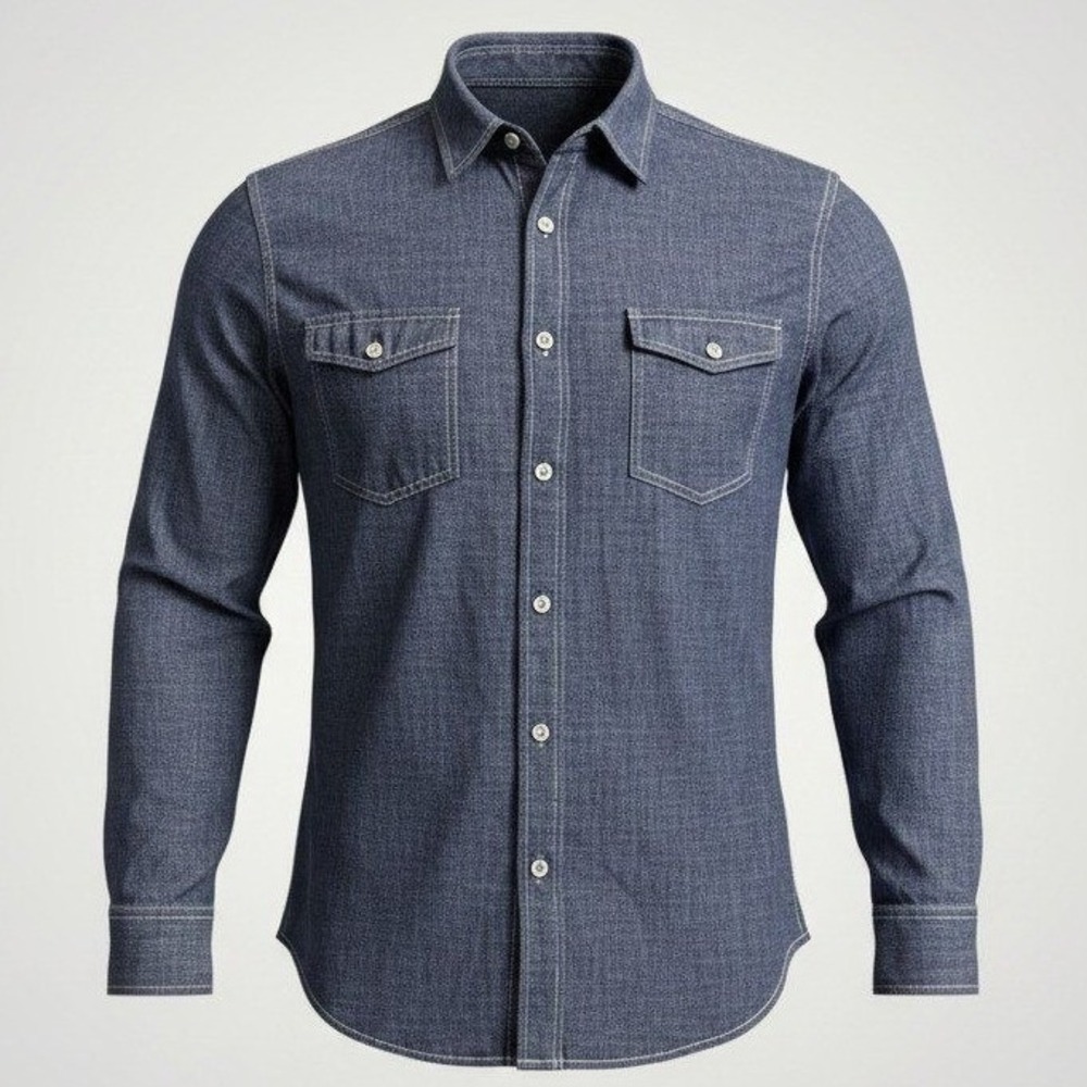 Etiqueta Negra Button Up Shirt Men Medium Blue Chambray Workwear Americana